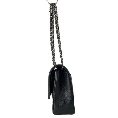 Chanel Shoulder Bag Double Flap Quilted Black Chain Silver — view 4