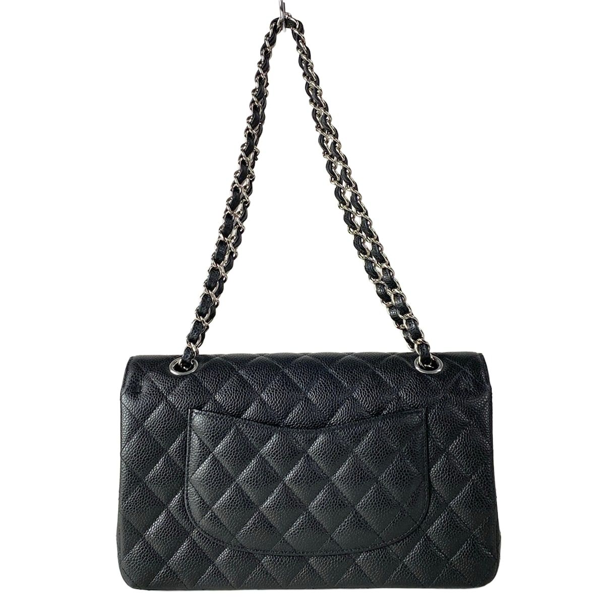 Chanel Shoulder Bag Double Flap Quilted Black Chain Silver — view 3