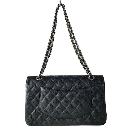 Chanel Shoulder Bag Double Flap Quilted Black Chain Silver — view 3