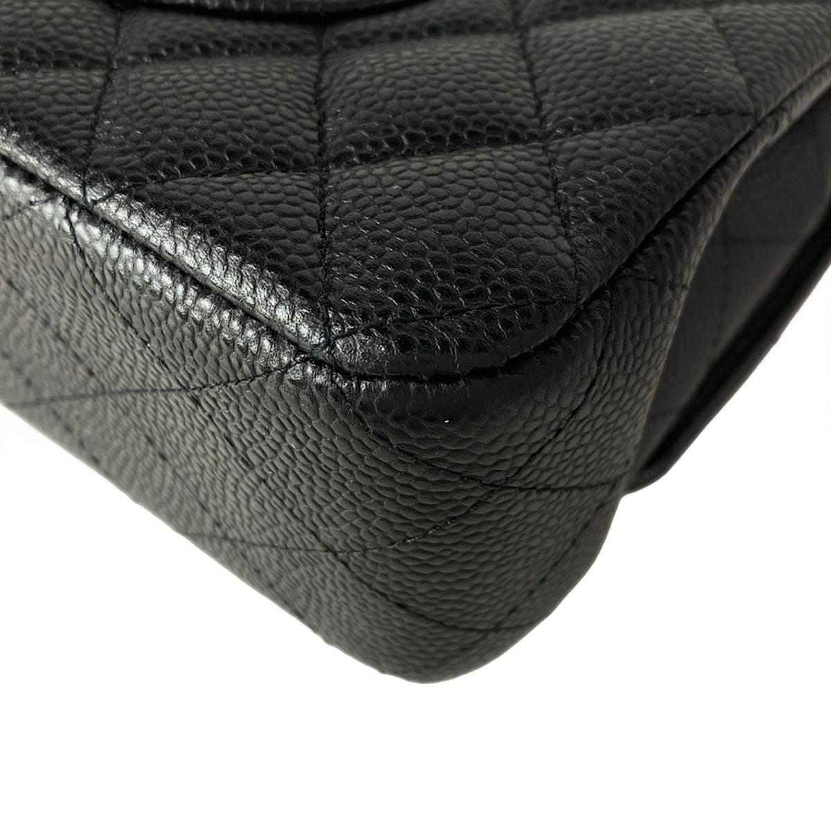 Chanel Shoulder Bag Double Flap Quilted Black Chain Silver — view 8