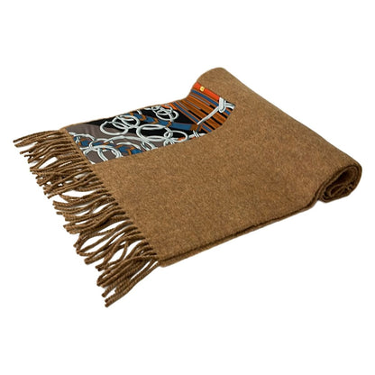 Hermes Scarf Dark Brown Orange Multi Cashmere Silk
