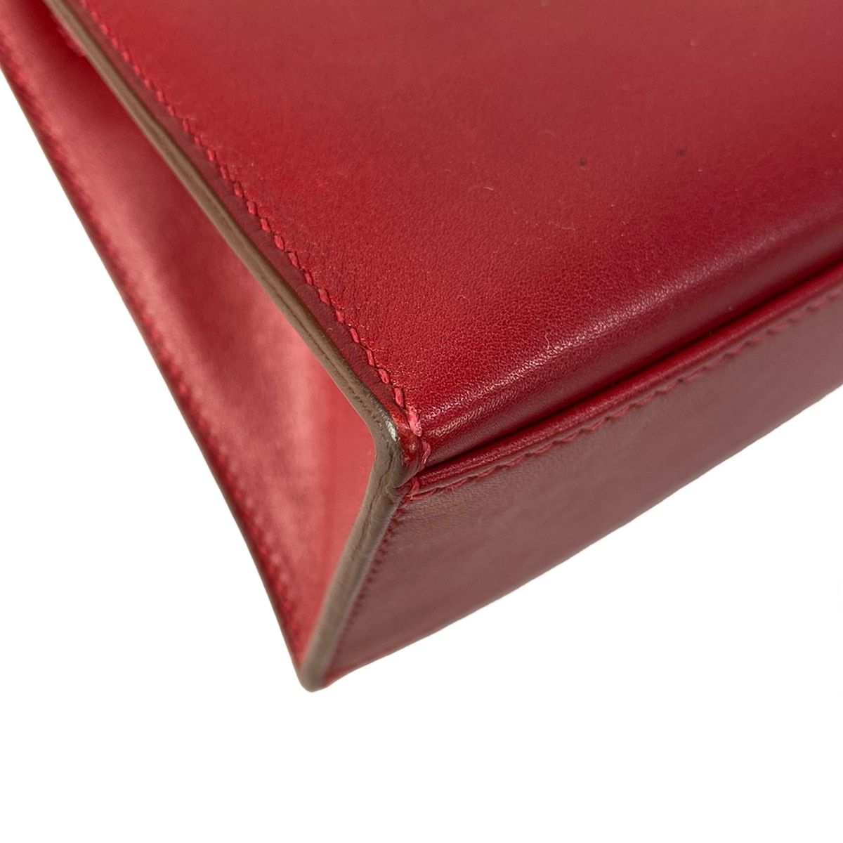 Hermes Handbag Pochette Kelly Ruby Silver — view 9