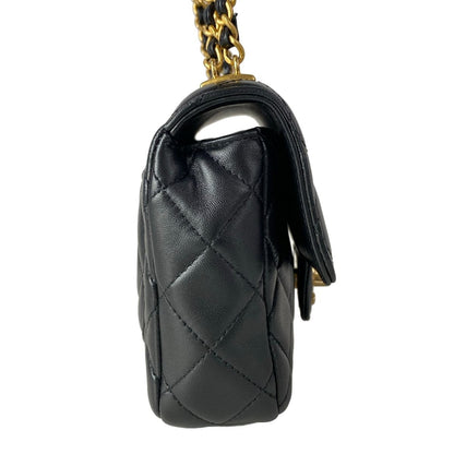 Chanel Shoulder Bag Mini Quilted Black Chain Gold Metal Lambskin — view 2