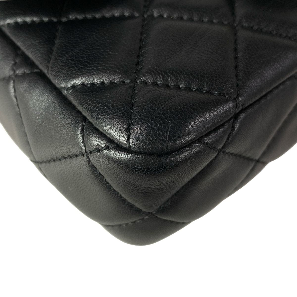 Chanel Shoulder Bag Mini Quilted Black Chain Gold Metal Lambskin — view 7