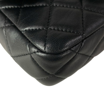 Chanel Shoulder Bag Mini Quilted Black Chain Gold Metal Lambskin — view 7