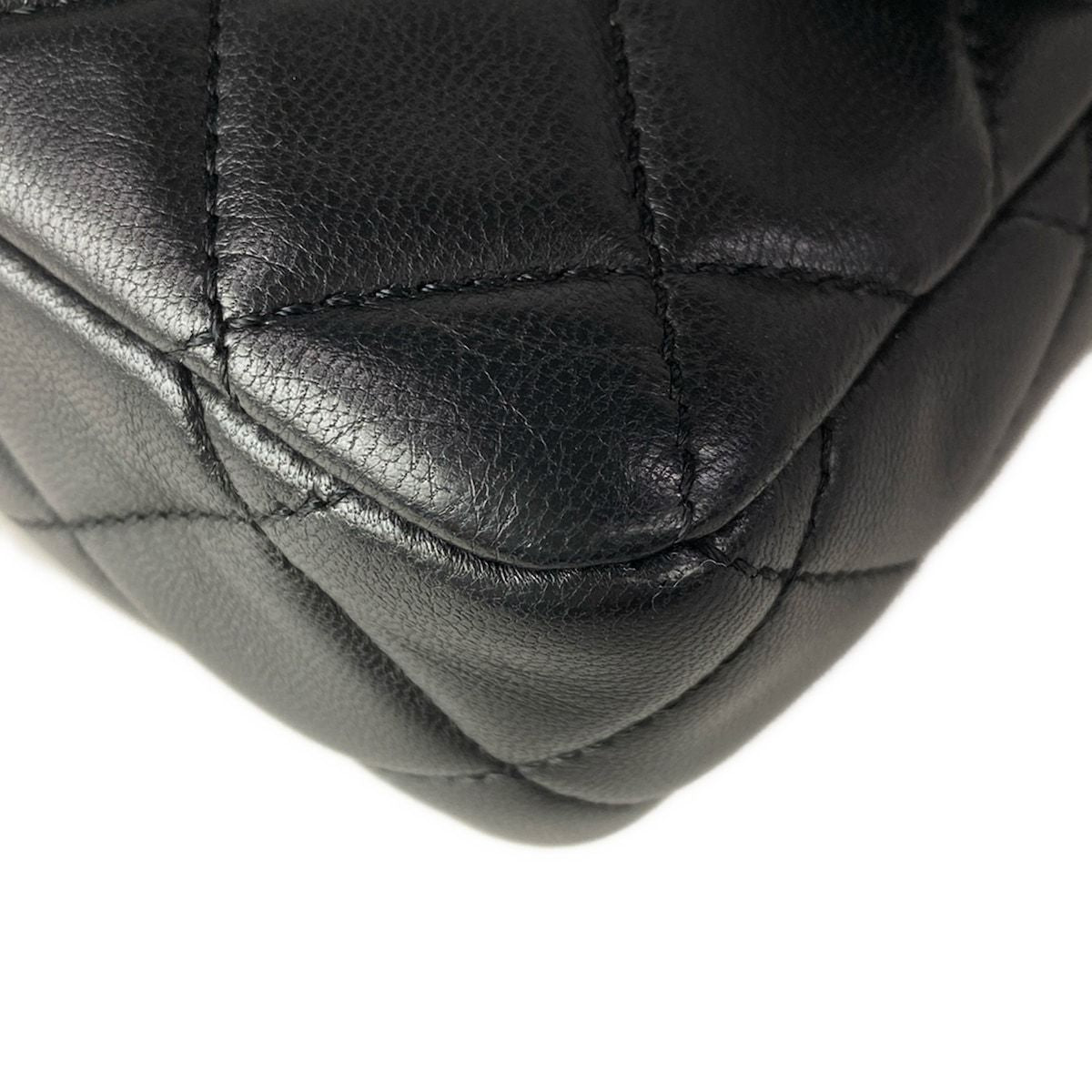 Chanel Shoulder Bag Mini Quilted Black Chain Gold Metal Lambskin — view 6