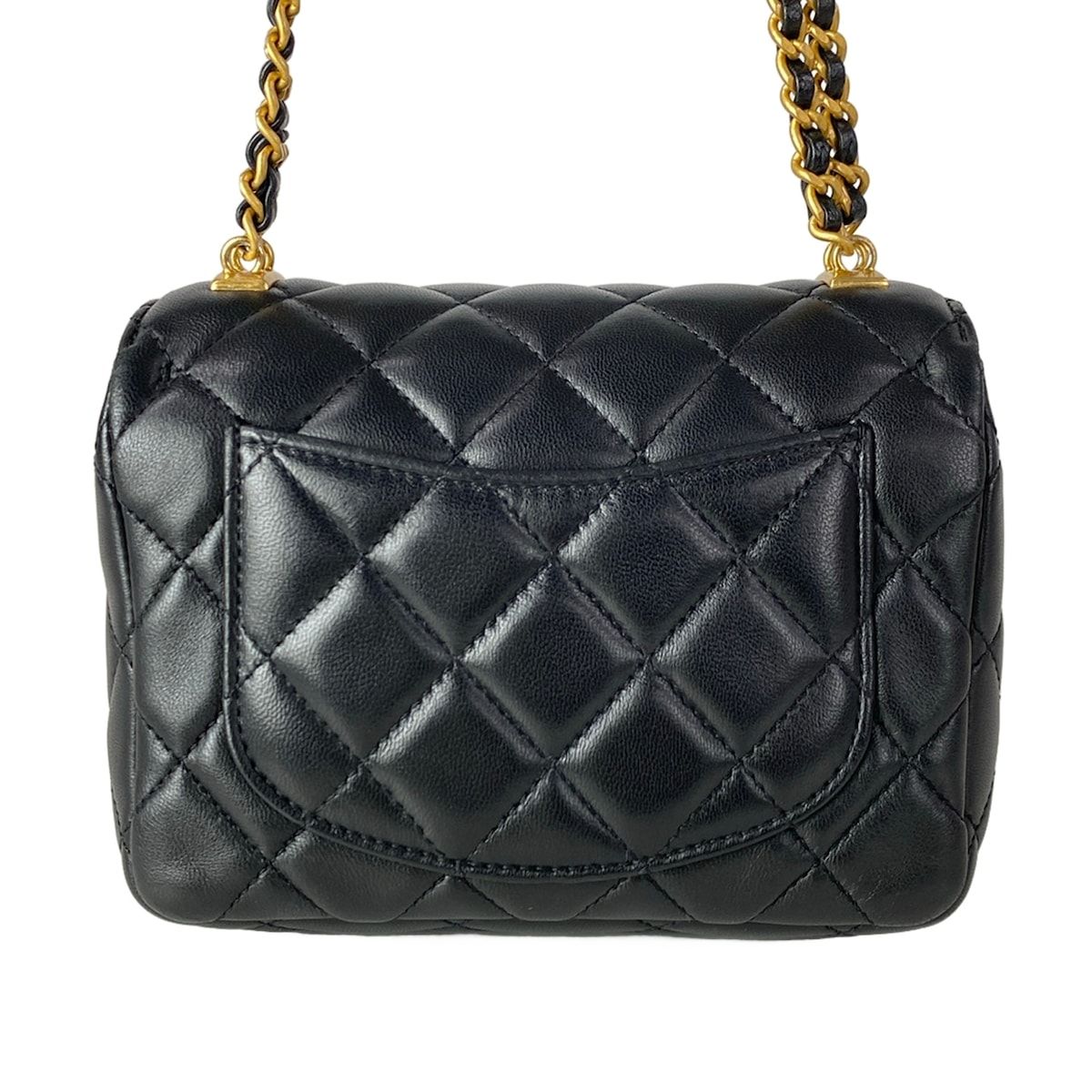Chanel Shoulder Bag Mini Quilted Black Chain Gold Metal Lambskin — view 3