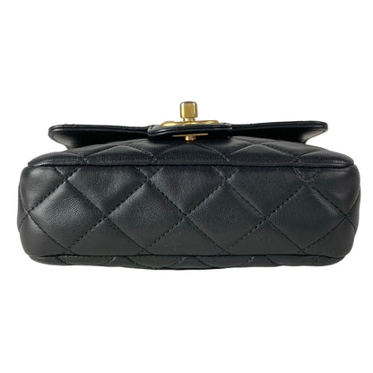 Chanel Shoulder Bag Mini Quilted Black Chain Gold Metal Lambskin — view 5