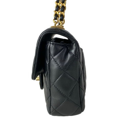 Chanel Shoulder Bag Mini Quilted Black Chain Gold Metal Lambskin — view 4