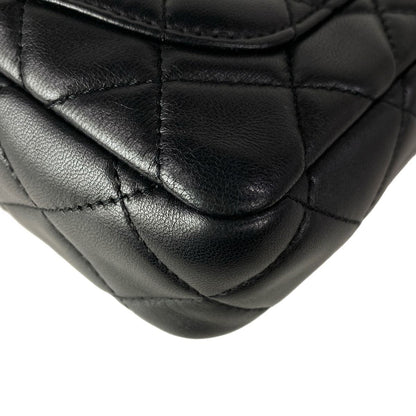 Chanel Shoulder Bag Mini Quilted Black Chain Gold Metal Lambskin — view 8