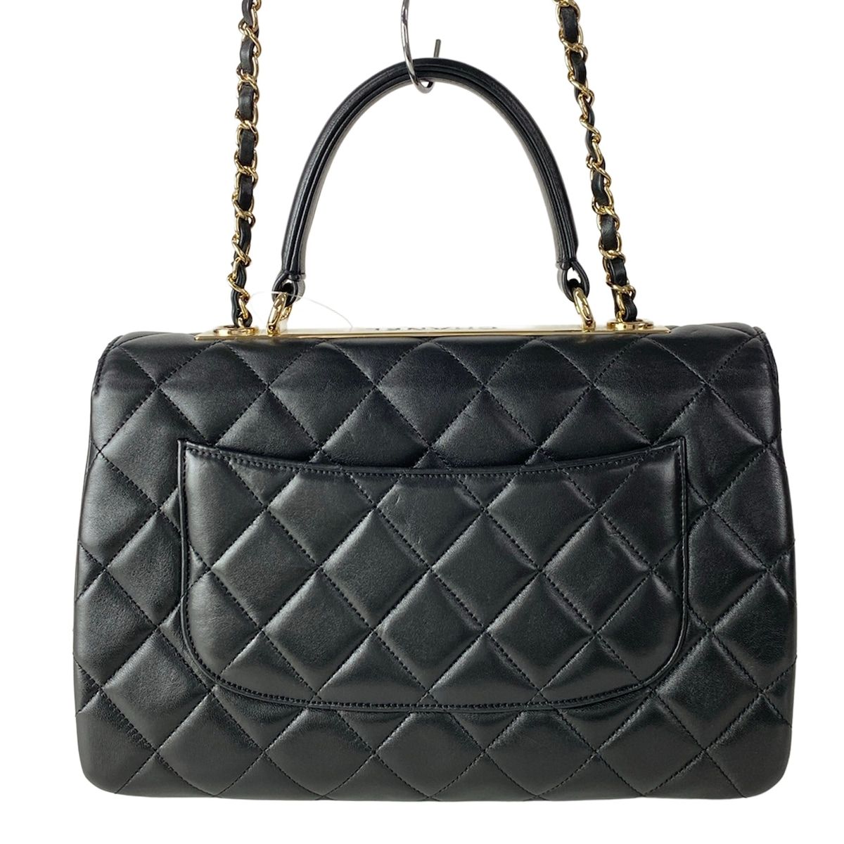Chanel Shoulder Bag Trendy CC Large Top Handle Quilted Black Chain Gold 2-Way — view 3