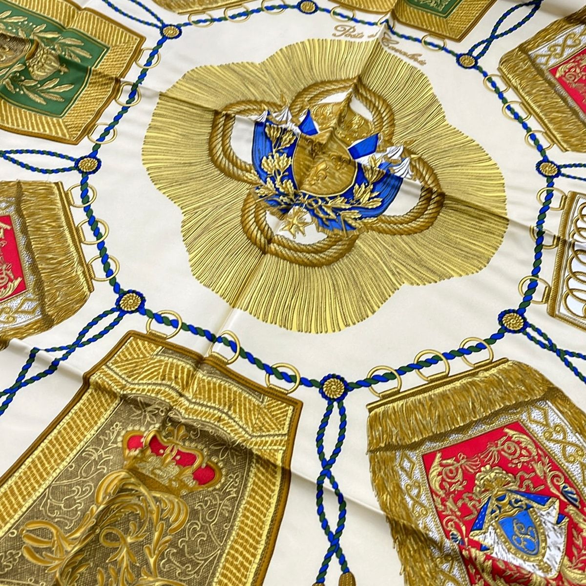 Hermes Scarf Carre 90 Ivory Gold Multi Saber Decorative Bag Silk — view 4