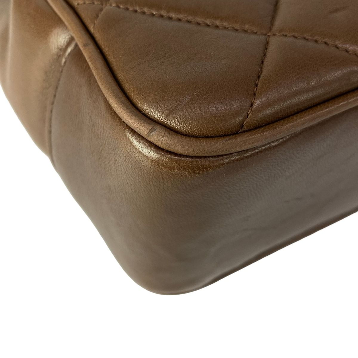 Chanel Shoulder Bag Dark Brown Jumbo CC Logo Gold Chain Lambskin — view 7