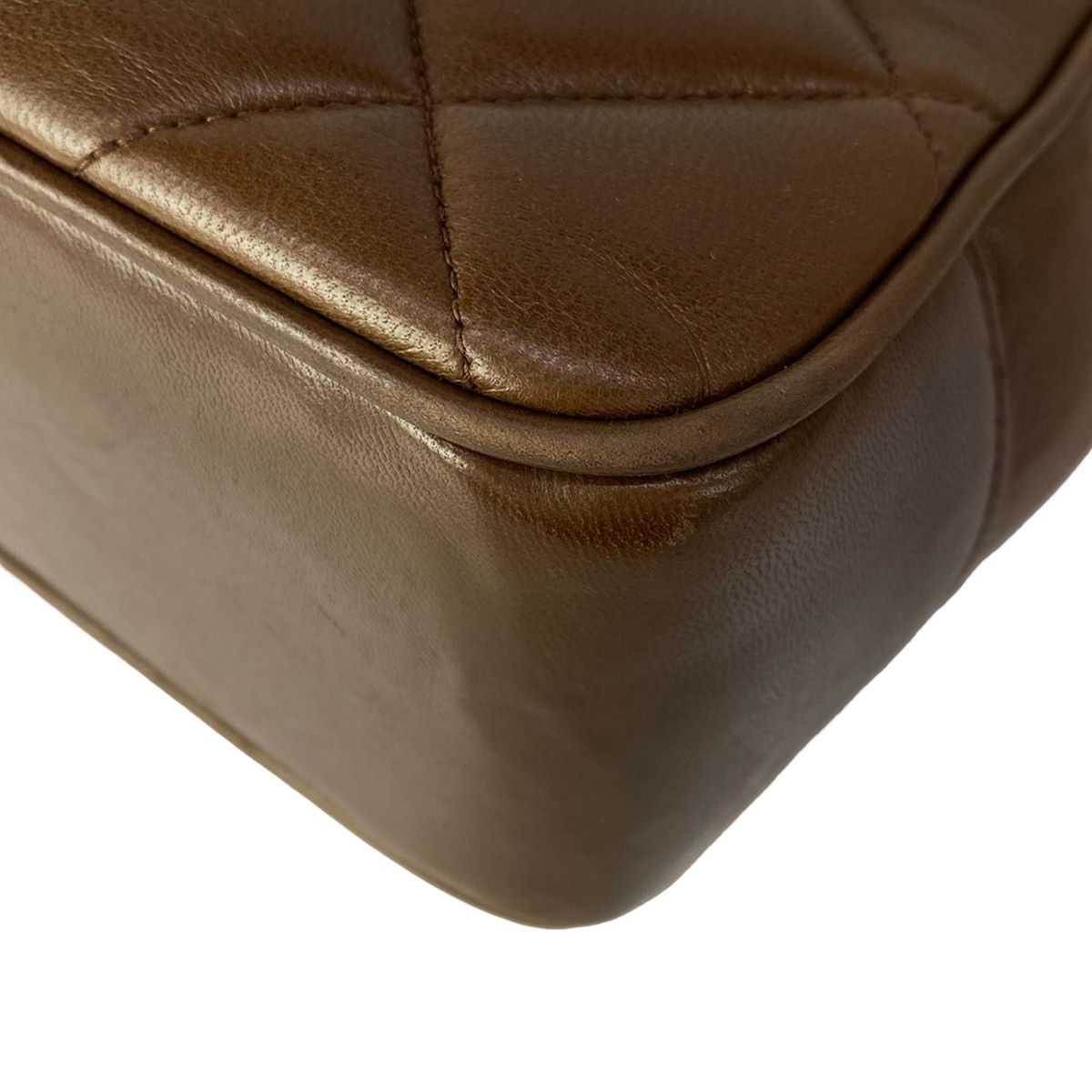 Chanel Shoulder Bag Dark Brown Jumbo CC Logo Gold Chain Lambskin — view 8