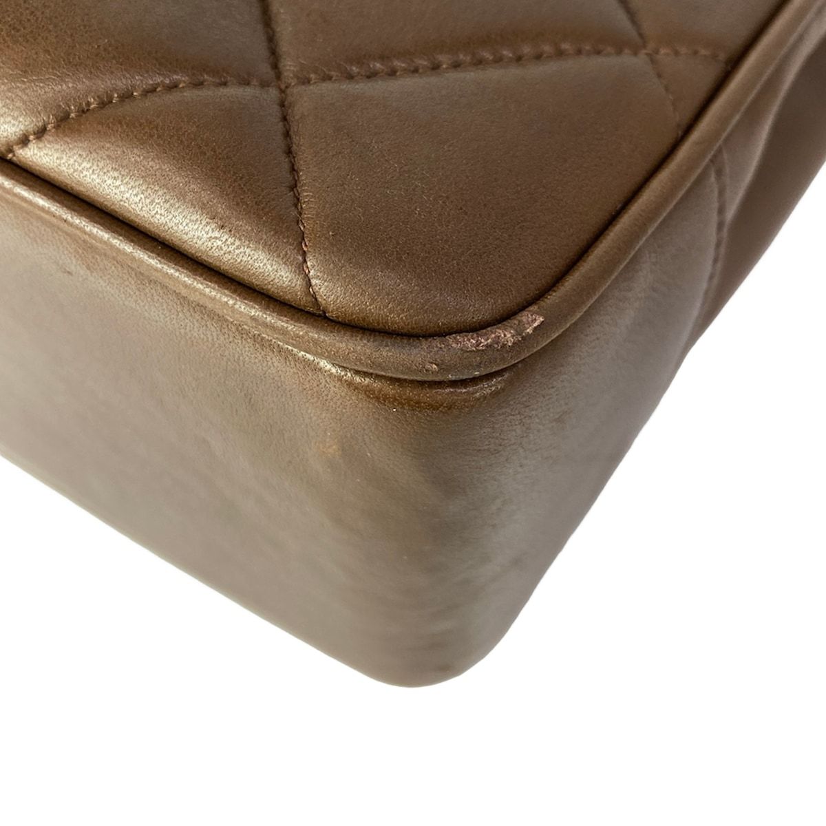Chanel Shoulder Bag Dark Brown Jumbo CC Logo Gold Chain Lambskin — view 6