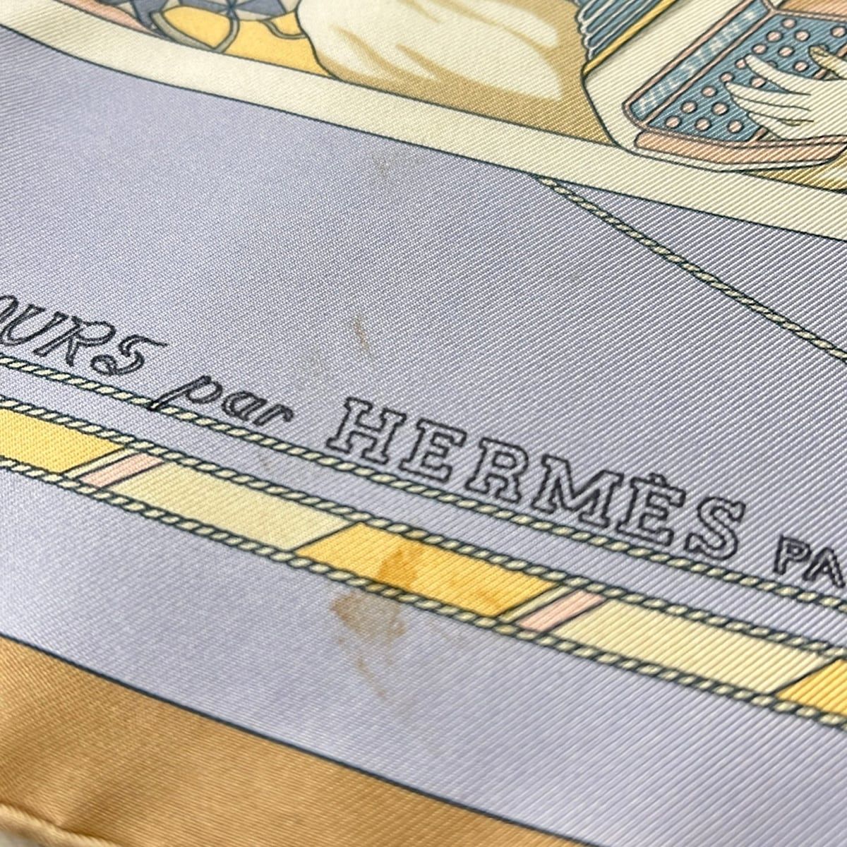 Hermes Scarf Carre 90 Beige Light Blue Multi Voyage Au Long Cours — view 6