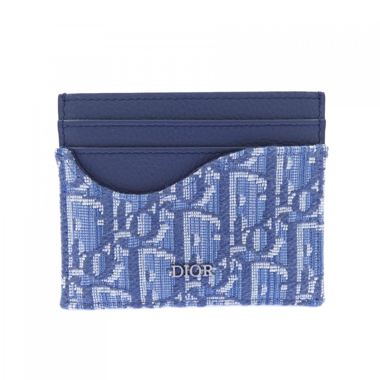 Dior Saddle Card Holder Blue Jacquard Case