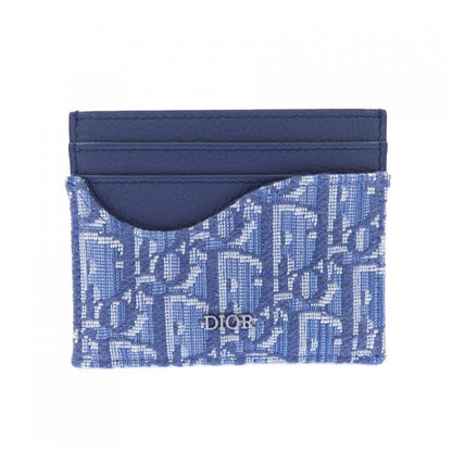 Dior Saddle Card Holder Blue Jacquard Case