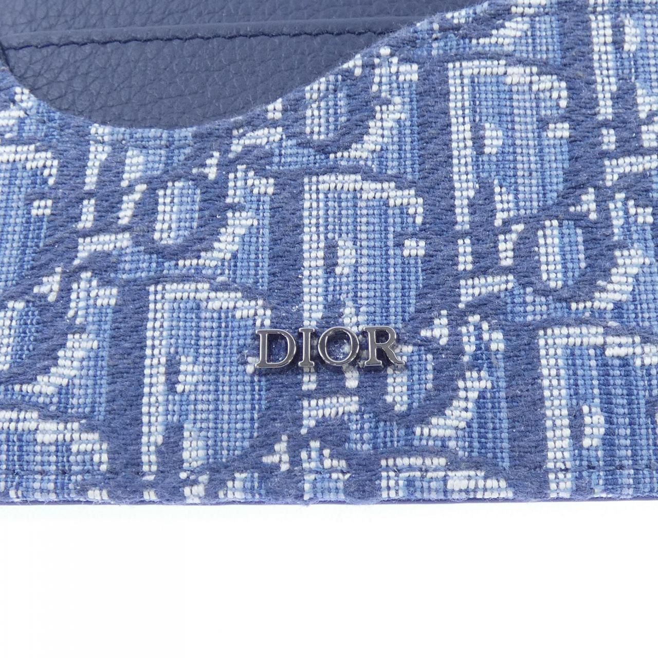 Dior Saddle Card Holder Blue Jacquard Case — view 3