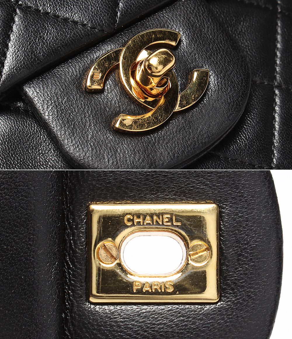 Chanel Chain Shoulder Bag Double Flap Gold Quilted Lambskin — view 6