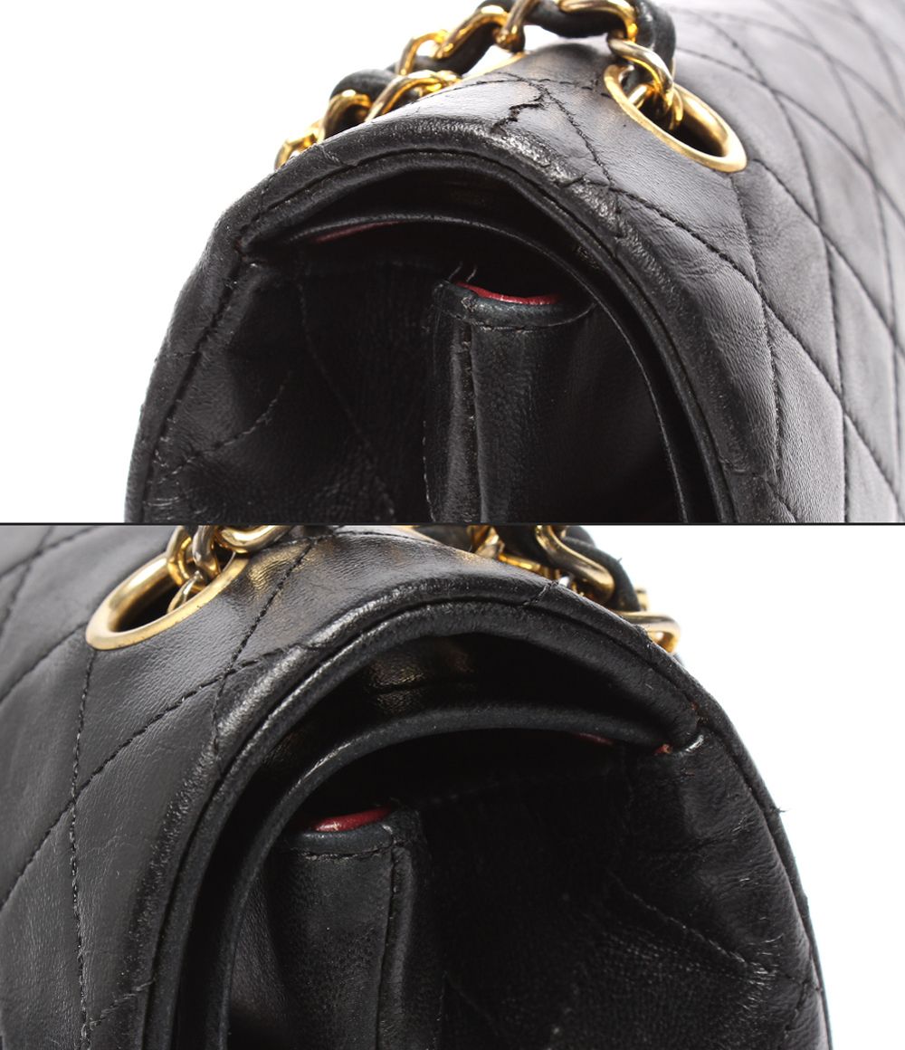 Chanel Chain Shoulder Bag Double Flap Gold Quilted Lambskin — view 8