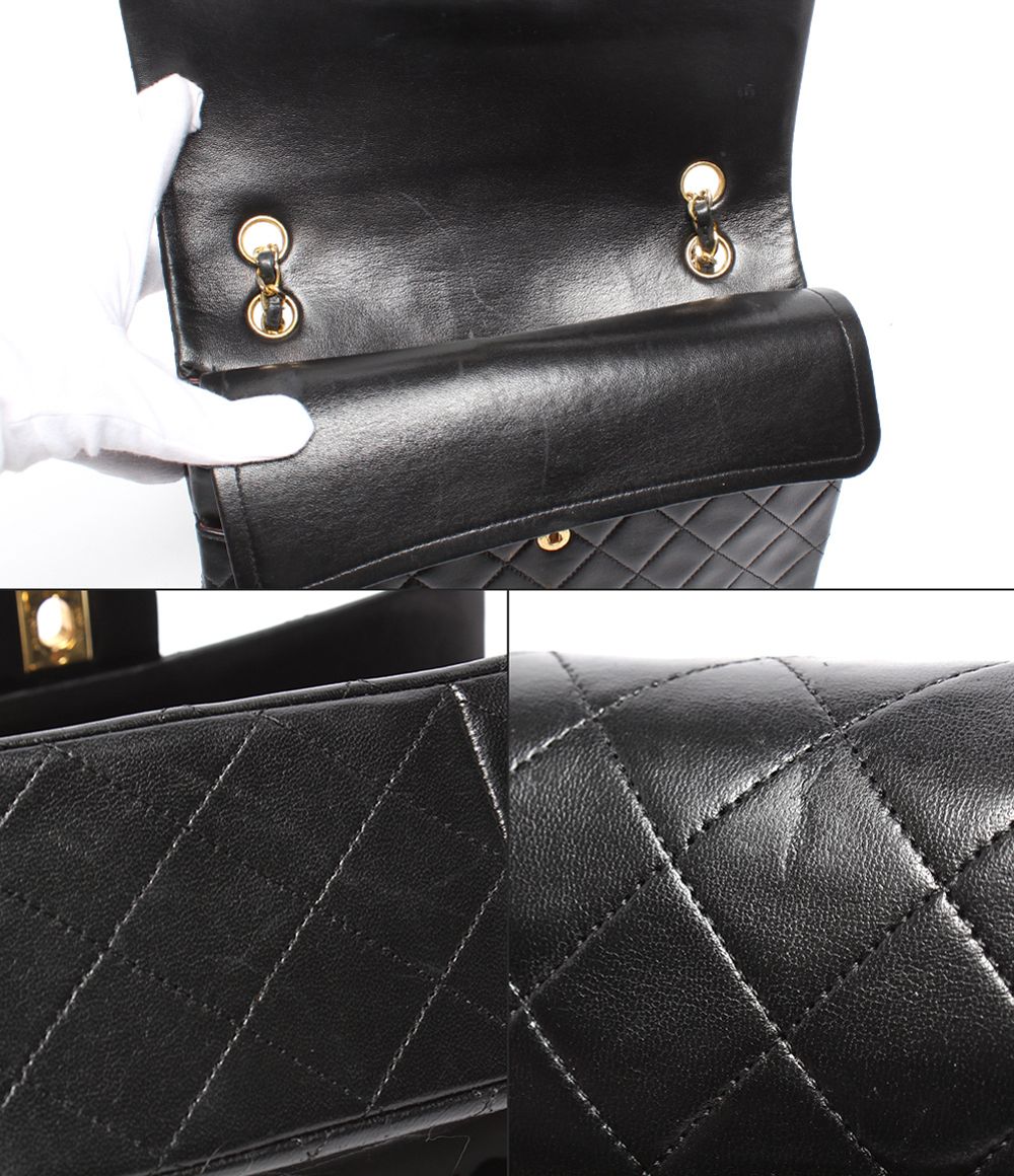 Chanel Chain Shoulder Bag Double Flap Gold Quilted Lambskin — view 7