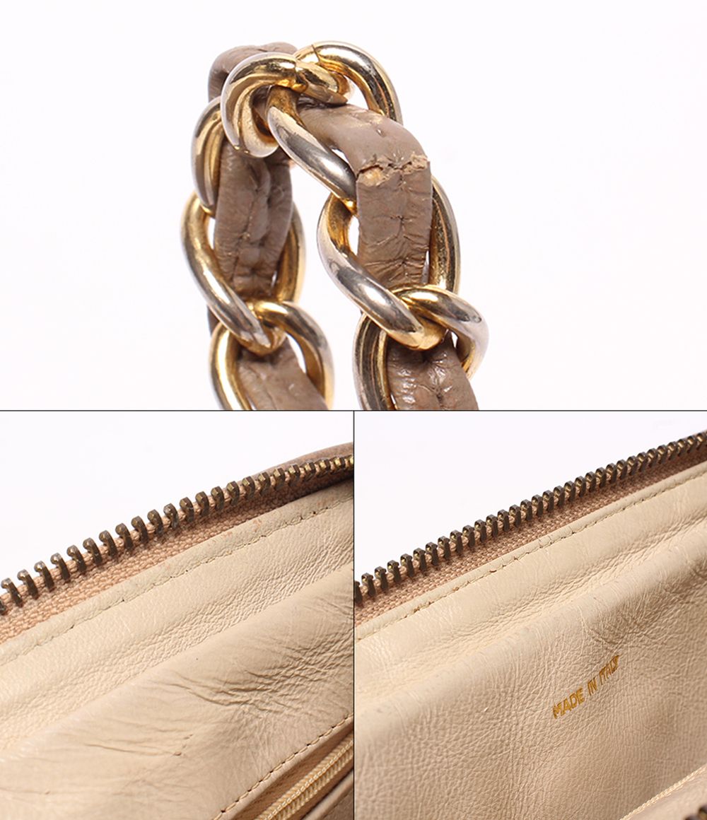 Chanel Chain Shoulder Bag Stitch Crossbody Gold 0 CC Logo Fringe — view 8