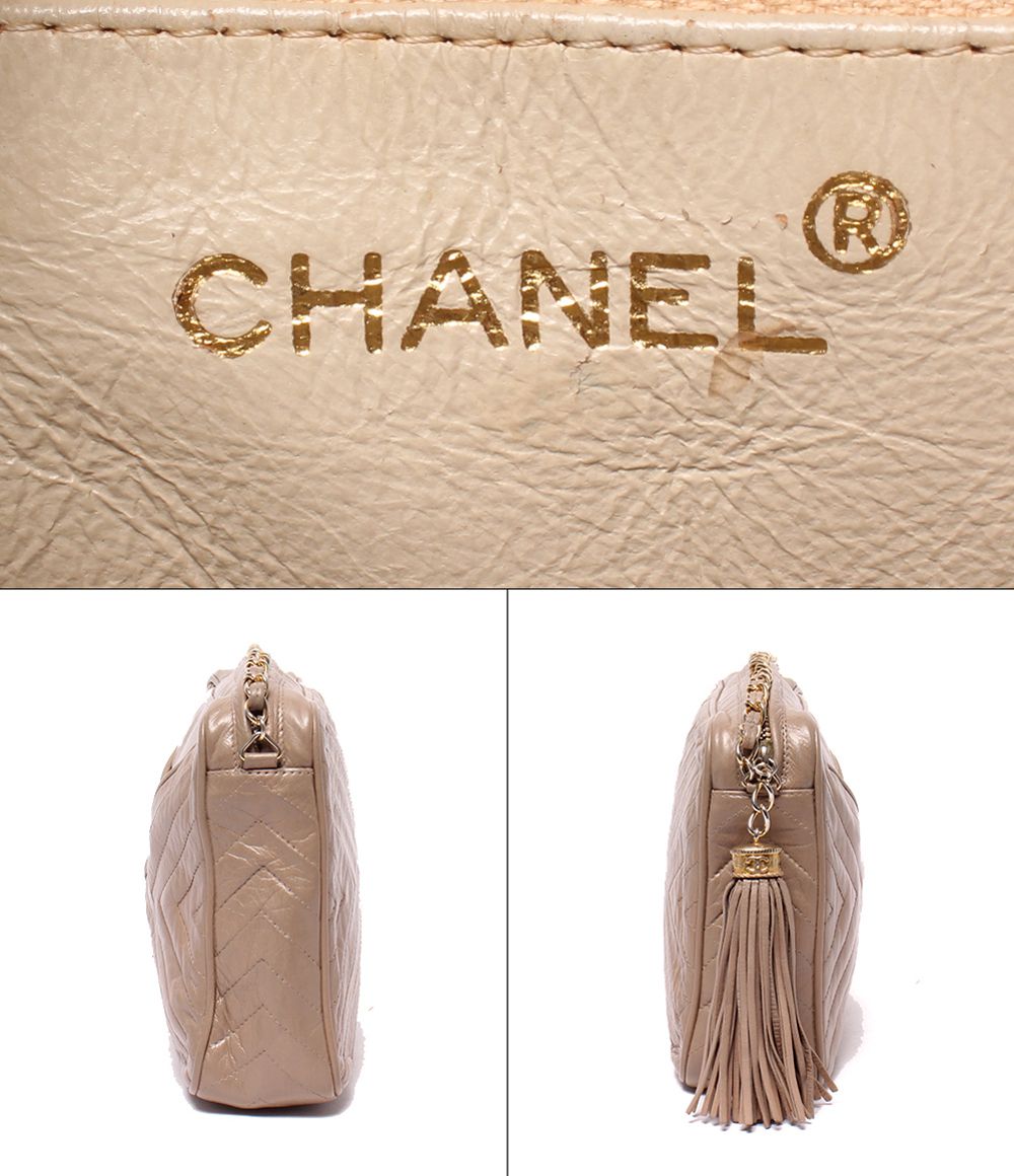 Chanel Chain Shoulder Bag Stitch Crossbody Gold 0 CC Logo Fringe — view 4