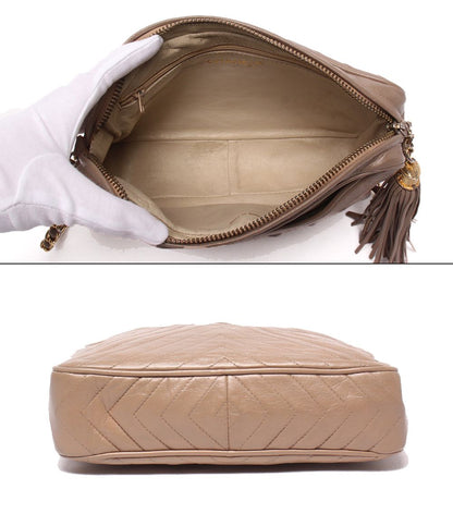 Chanel Chain Shoulder Bag Stitch Crossbody Gold 0 CC Logo Fringe — view 3