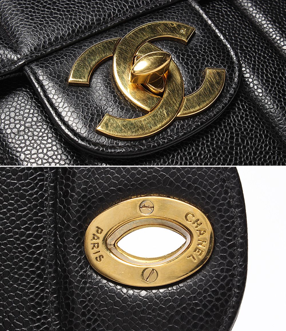 Chanel Chain Shoulder Bag Mademoiselle Classic Gold Double Single Flap Caviar — view 6