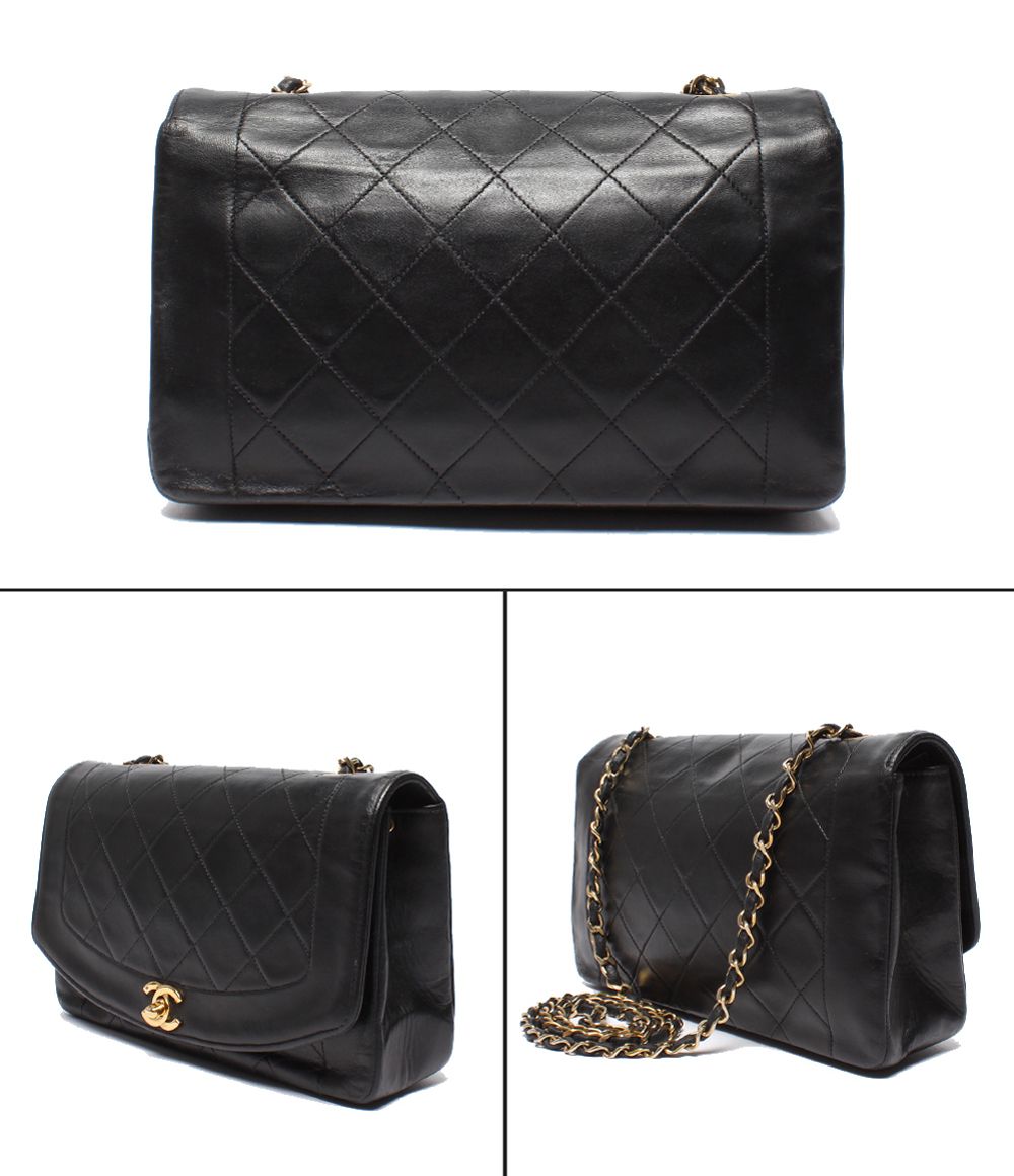 Chanel Chain Shoulder Bag Gold Single Flap Diana Quilted Lambskin — view 2