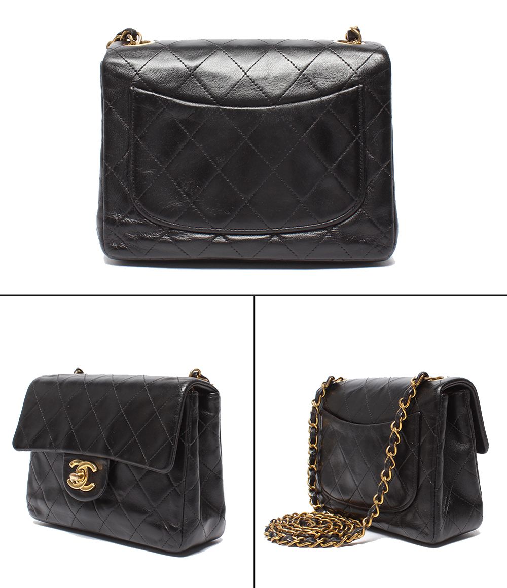 Chanel Chain Shoulder Bag Gold Mini Quilted Single Flap Lambskin — view 2