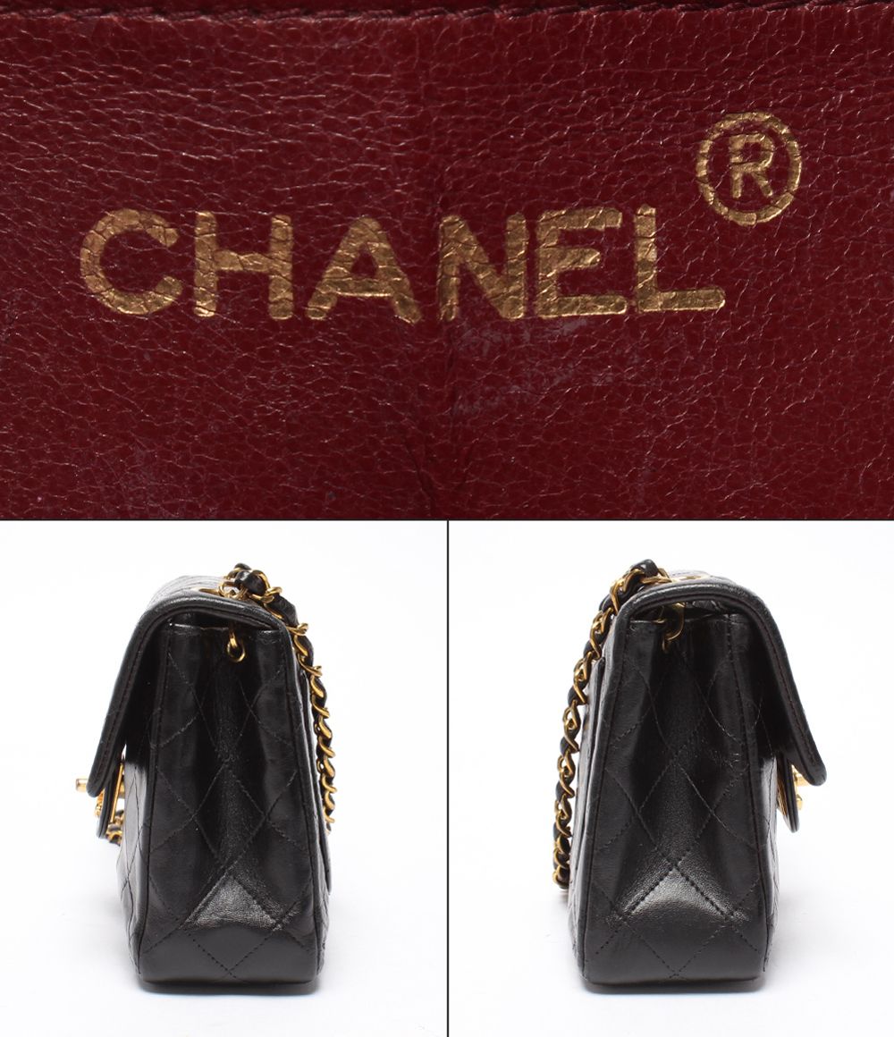 Chanel Chain Shoulder Bag Gold Mini Quilted Single Flap Lambskin — view 4