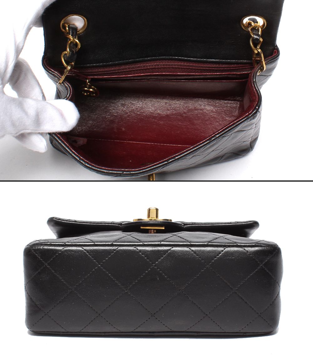 Chanel Chain Shoulder Bag Gold Mini Quilted Single Flap Lambskin — view 3