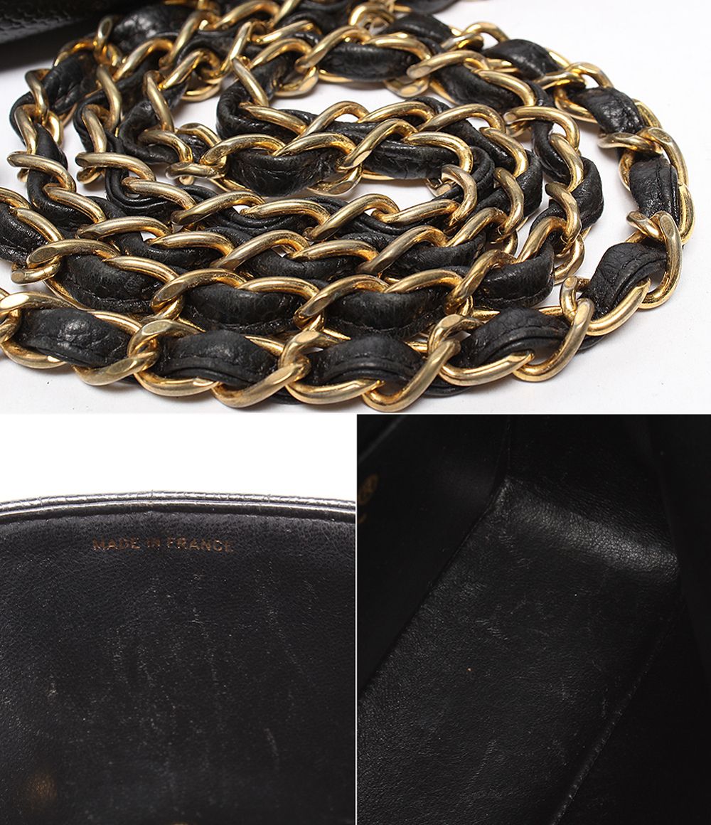 Chanel Chain Shoulder Bag Blanc Stitch Gold Single Flap Double — view 8