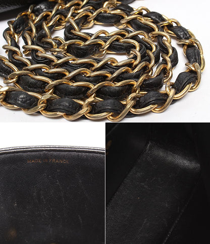 Chanel Chain Shoulder Bag Blanc Stitch Gold Single Flap Double — view 8