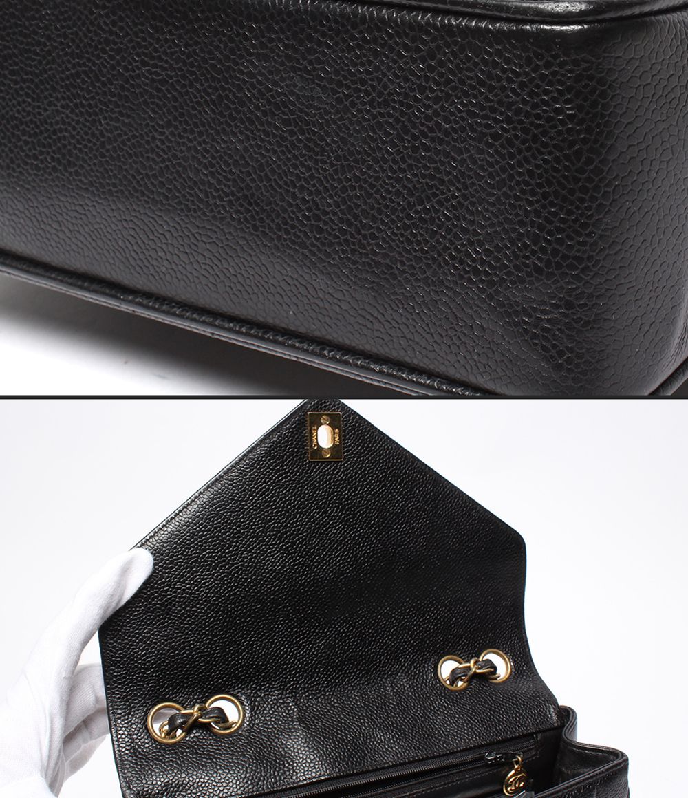 Chanel Chain Shoulder Bag Blanc Stitch Gold Single Flap Double — view 9