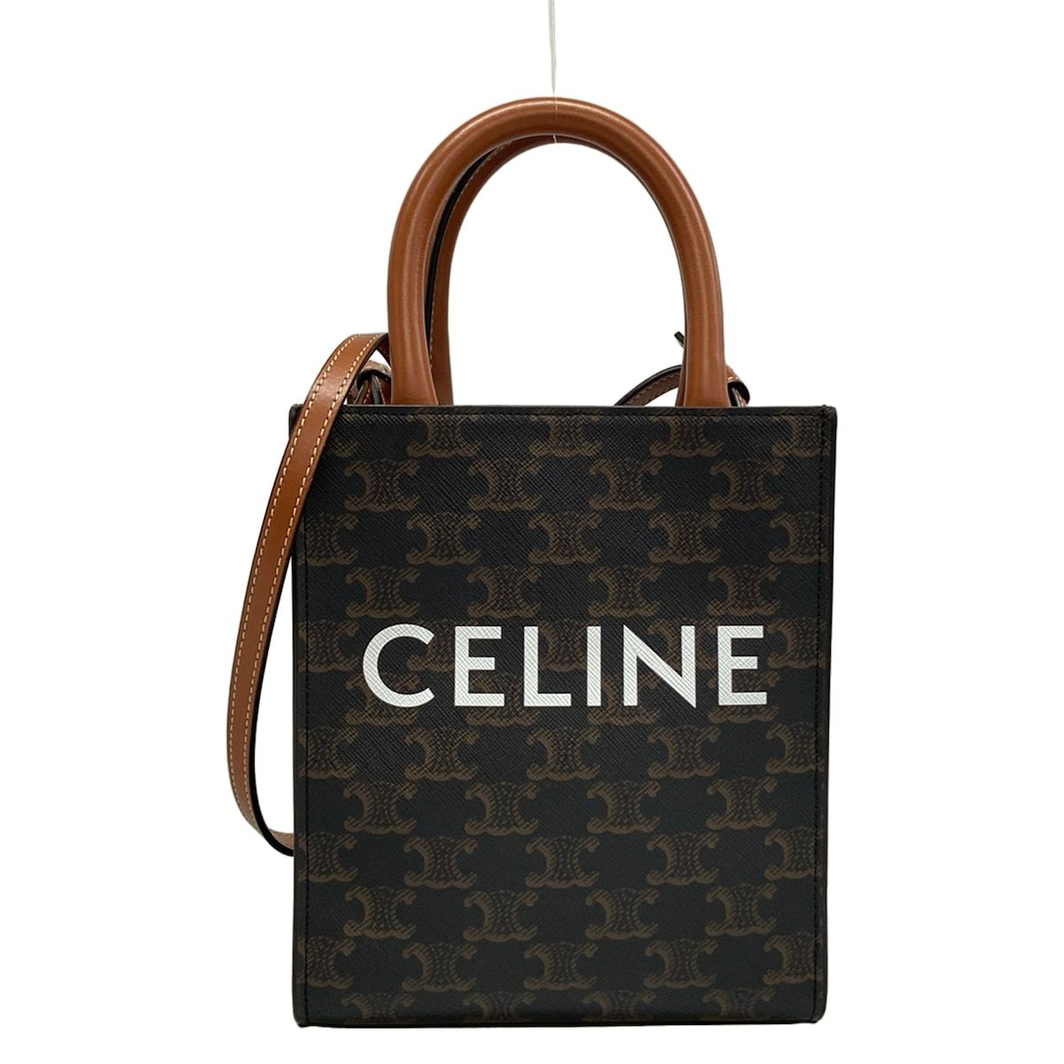 Celine Handbag Mini Vertical Cover Dark Brown Leather