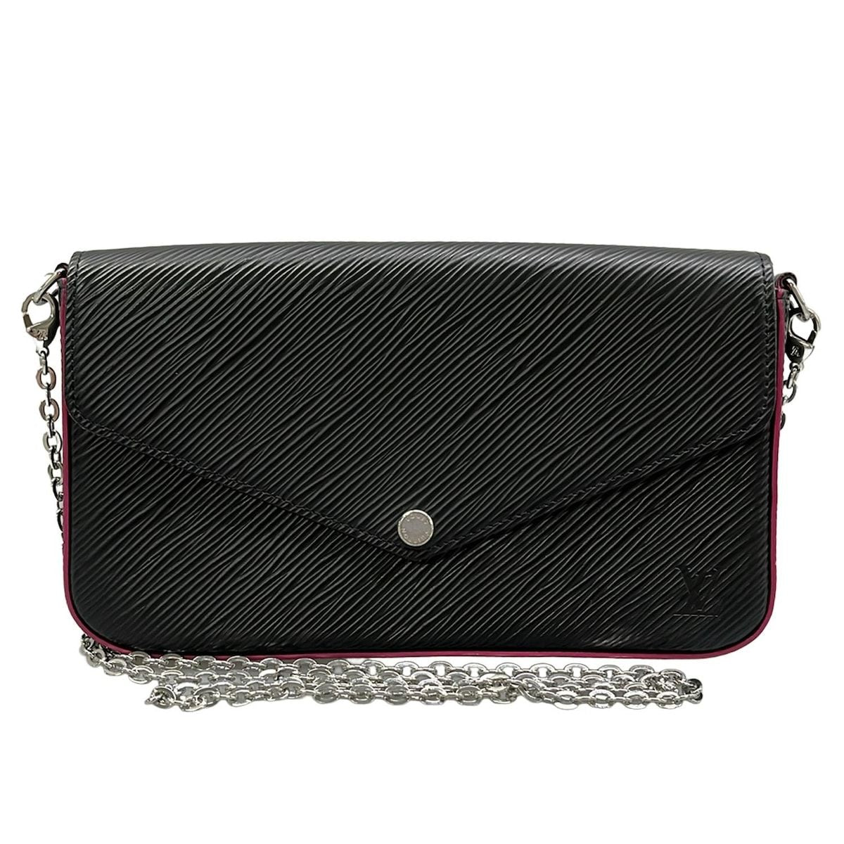 Louis Vuitton Wallet Epi Pochette Felice Noir Hot Pink Leather