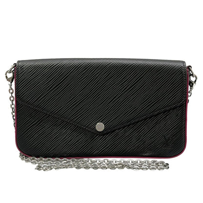 Louis Vuitton Wallet Epi Pochette Felice Noir Hot Pink Leather