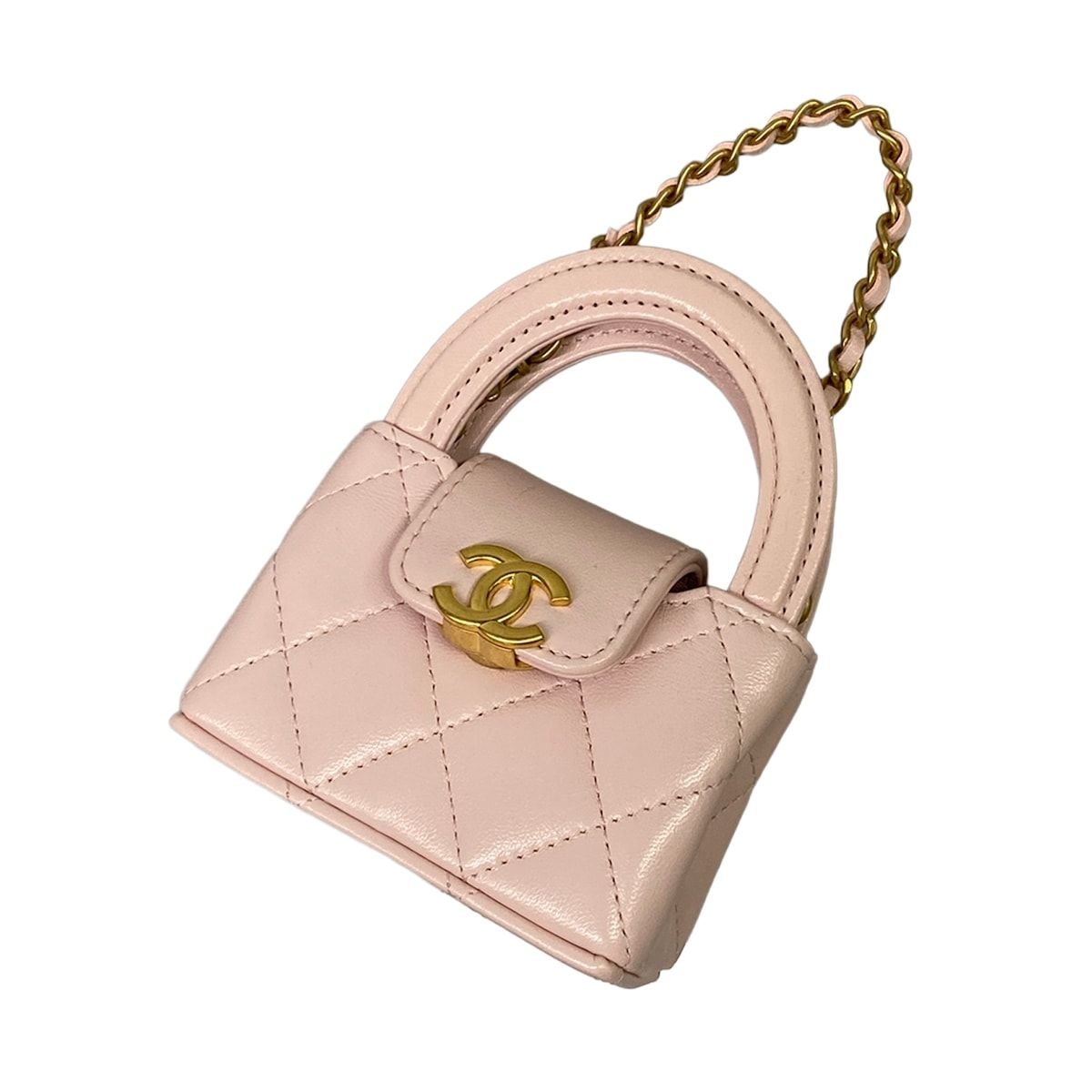 Chanel Key Holder Mini Bag Charm Quilted Pink Matt Togo Lambskin