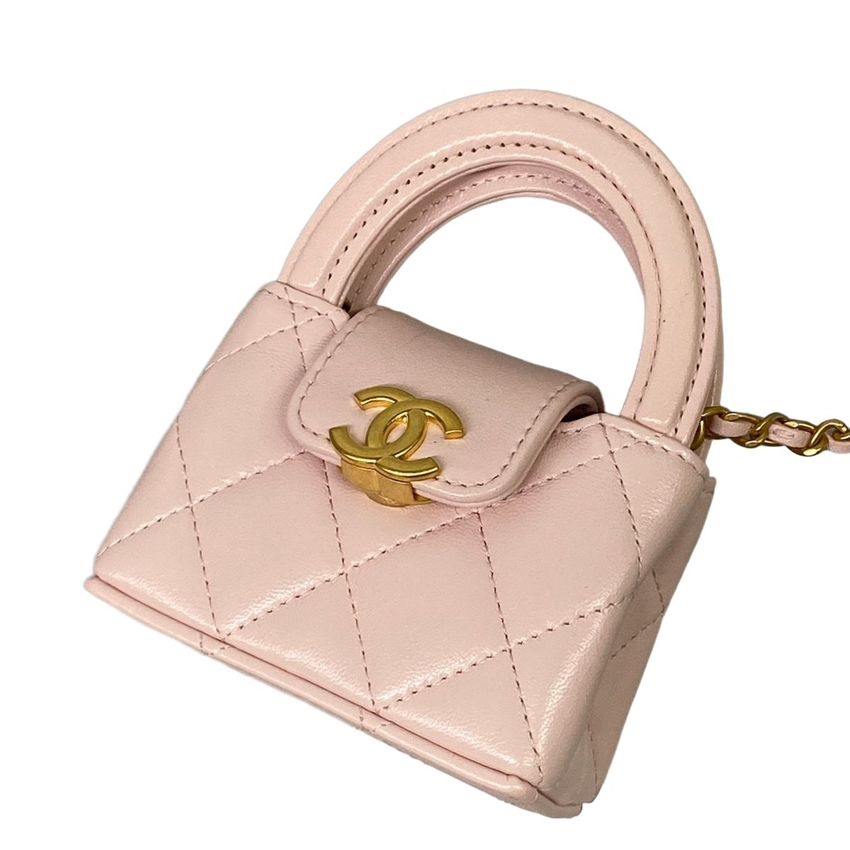 Chanel Key Holder Mini Bag Charm Quilted Pink Matt Togo Lambskin — view 4
