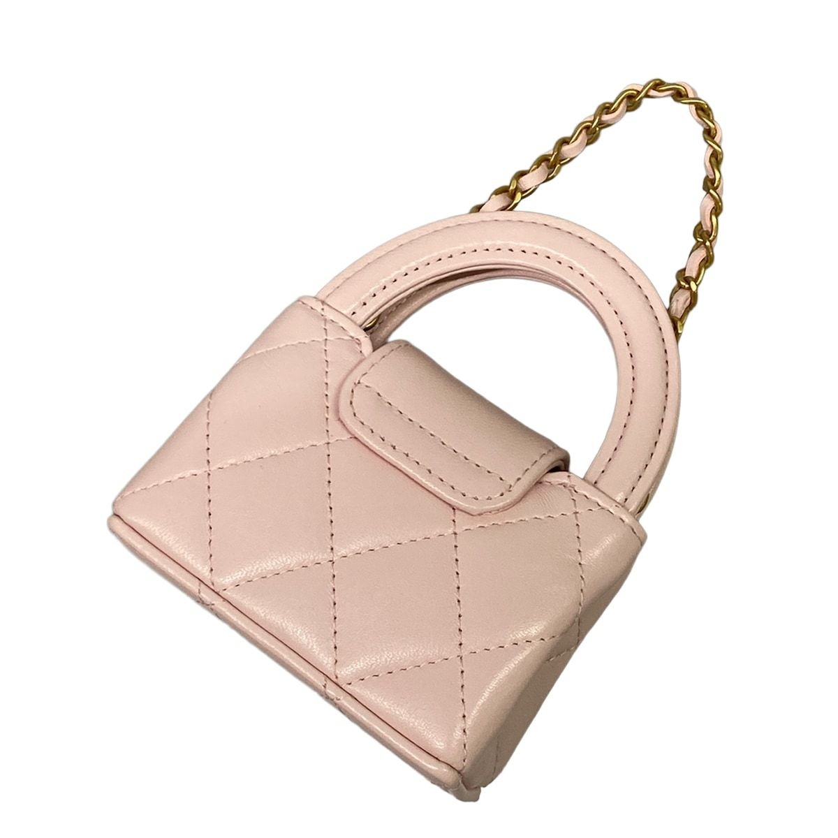 Chanel Key Holder Mini Bag Charm Quilted Pink Matt Togo Lambskin — view 2