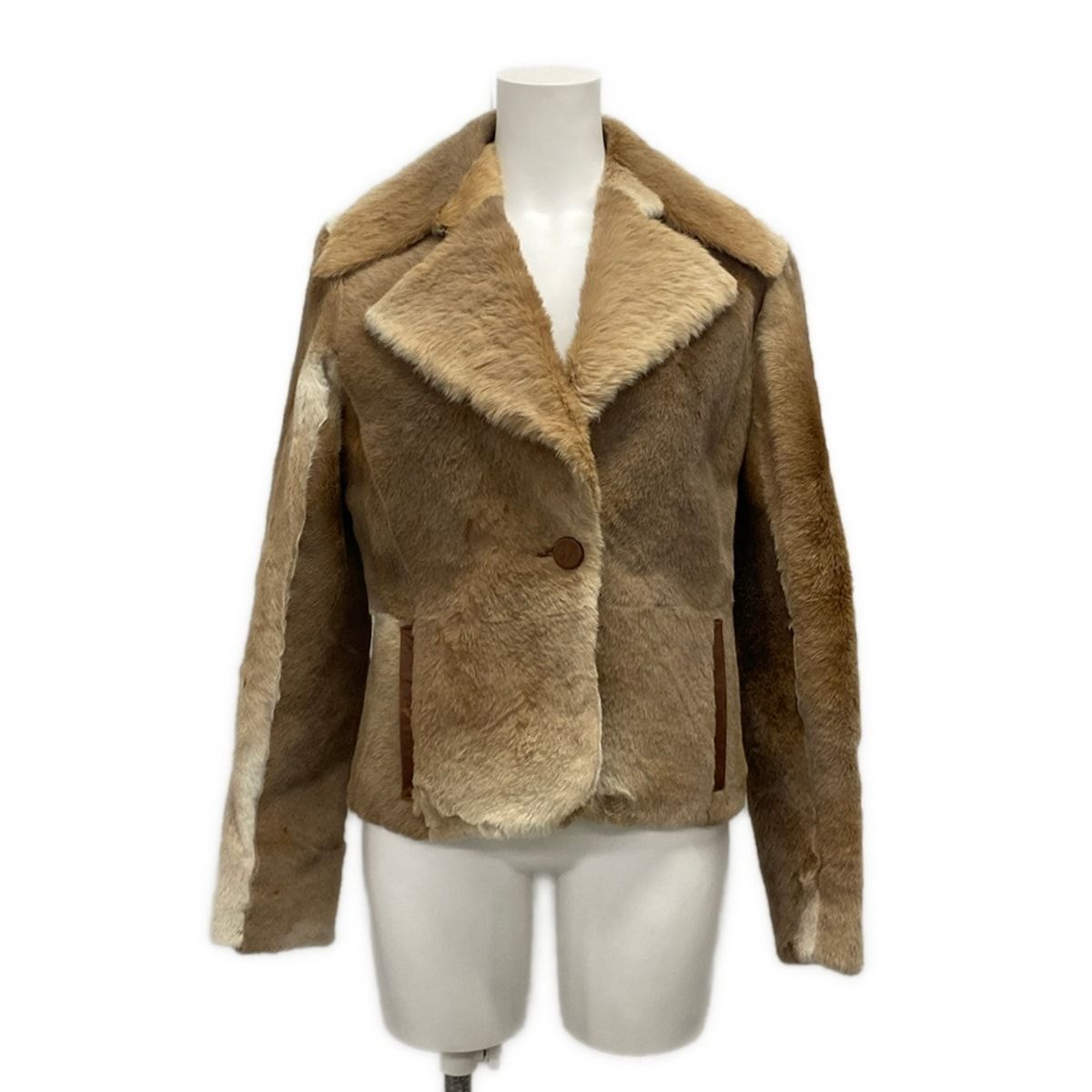 Max Mara Coat I 42 Beige Short Length Alpaca Leather