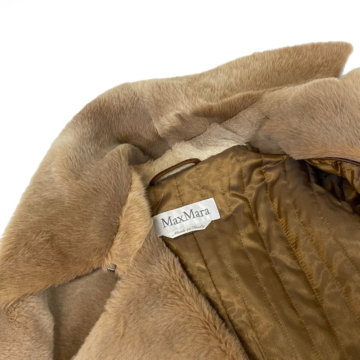 Max Mara Coat I 42 Beige Short Length Alpaca Leather — view 9