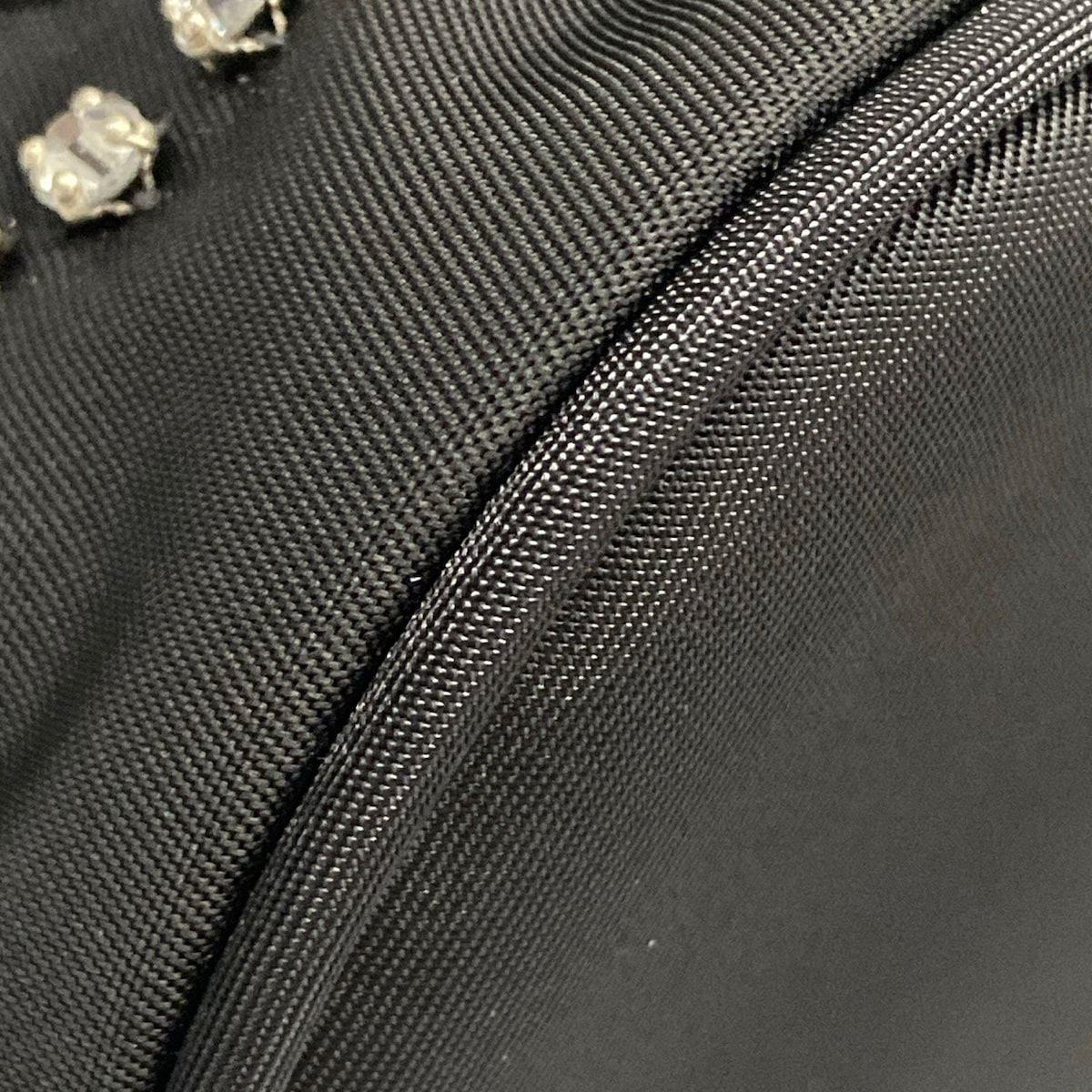 Prada Handbag Black Drawstring Line Stone Beads Studs Re-Nylon Leather — view 6