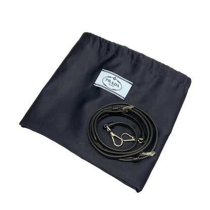 Prada Handbag Black Drawstring Line Stone Beads Studs Re-Nylon Leather — view 8