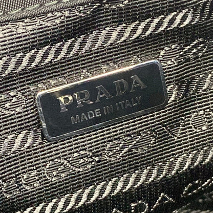 Prada Handbag Black Drawstring Line Stone Beads Studs Re-Nylon Leather — view 9