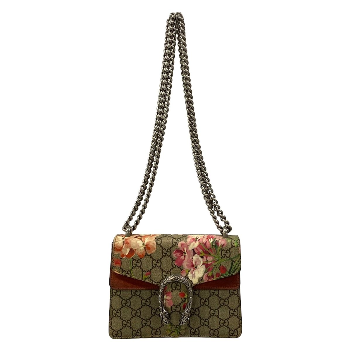 Gucci Shoulder Bag Dionysus GG Blue Mus Beige Ebony Multi Chain
