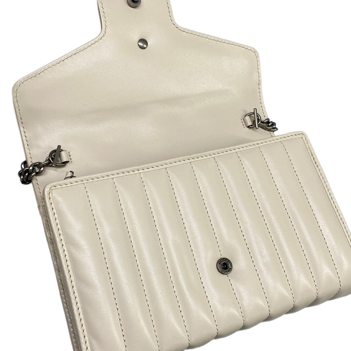 Gucci Wallet GG Marmont Ivory Chain Shoulder Strap Detachable Leather — view 3